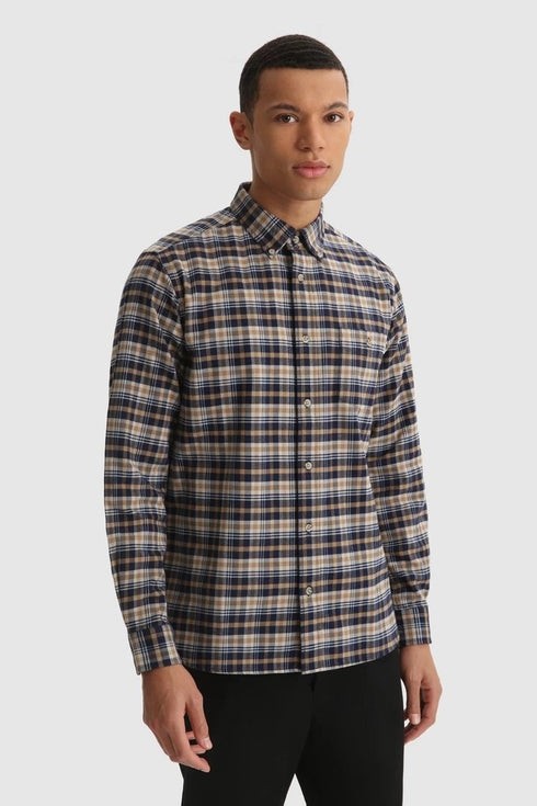 Camicia Uomo in flanella di cotone Beige WOOLRICH- Francavilla Moda